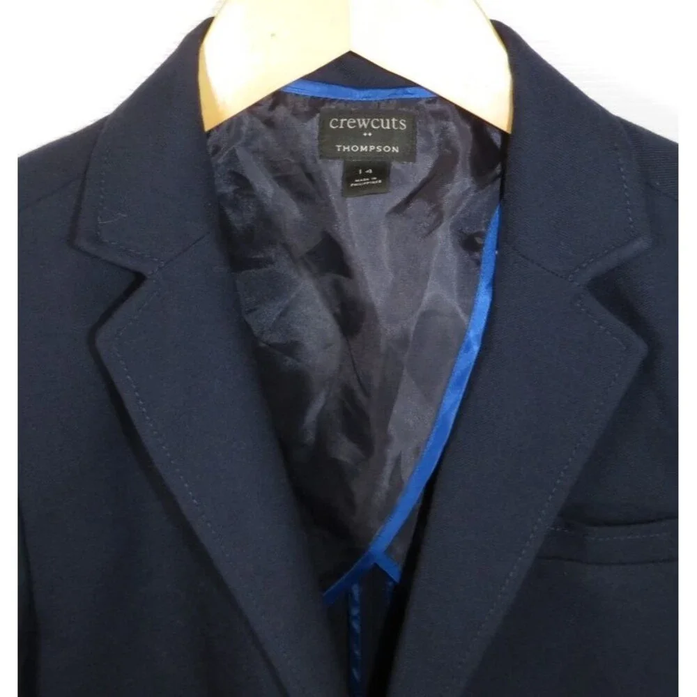 Crewcuts Thompson Boys Navy Blazer Size 14 Gold Anchor Buttons Stretch Jacket